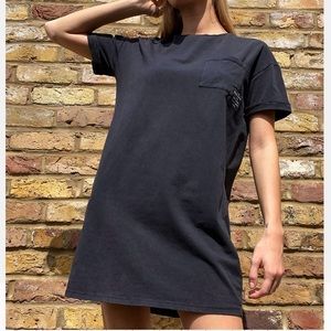 Bershka oversized acid wash t-shirt dress in black